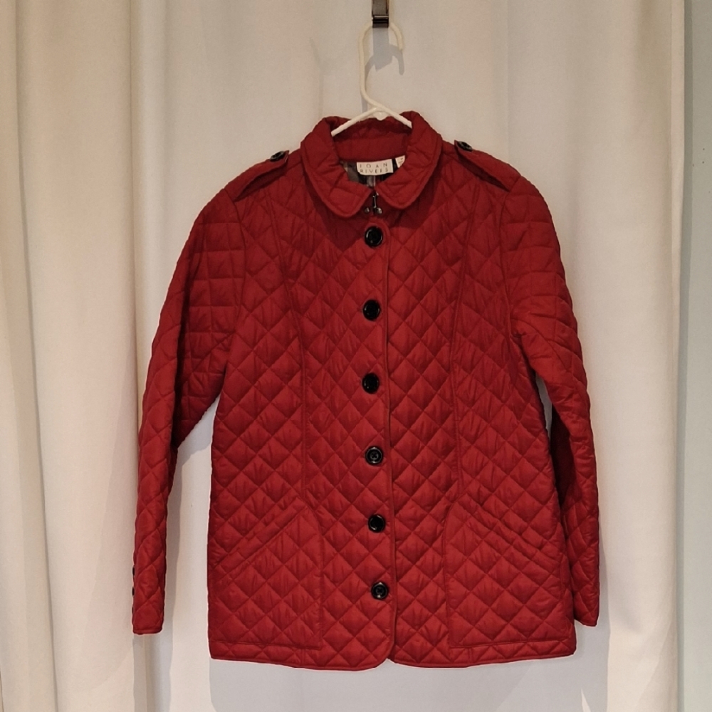 Joan Rivers Quilted Cherry Red Barn Coat Size Medium